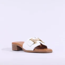 Women Oh My Sandals H Link Mule Slider - White Gold