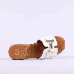Women Oh My Sandals H Link Mule Slider - White Gold