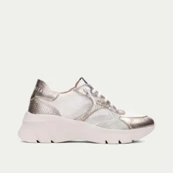 Women Hispanitas Habana Mesh Wedge Trainer - Metallic Leather