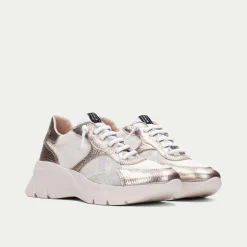 Women Hispanitas Habana Mesh Wedge Trainer - Metallic Leather