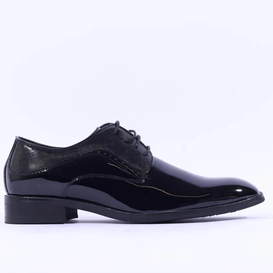 Brent Pope Halcombe Laced Plain Toe Shoe - Black Patent