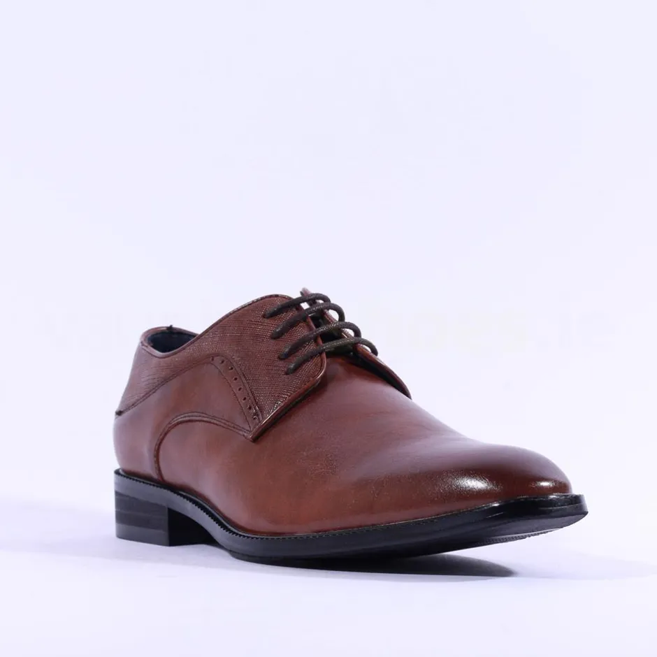 Brent Pope Halcombe Laced Plain Toe Shoe - Cognac