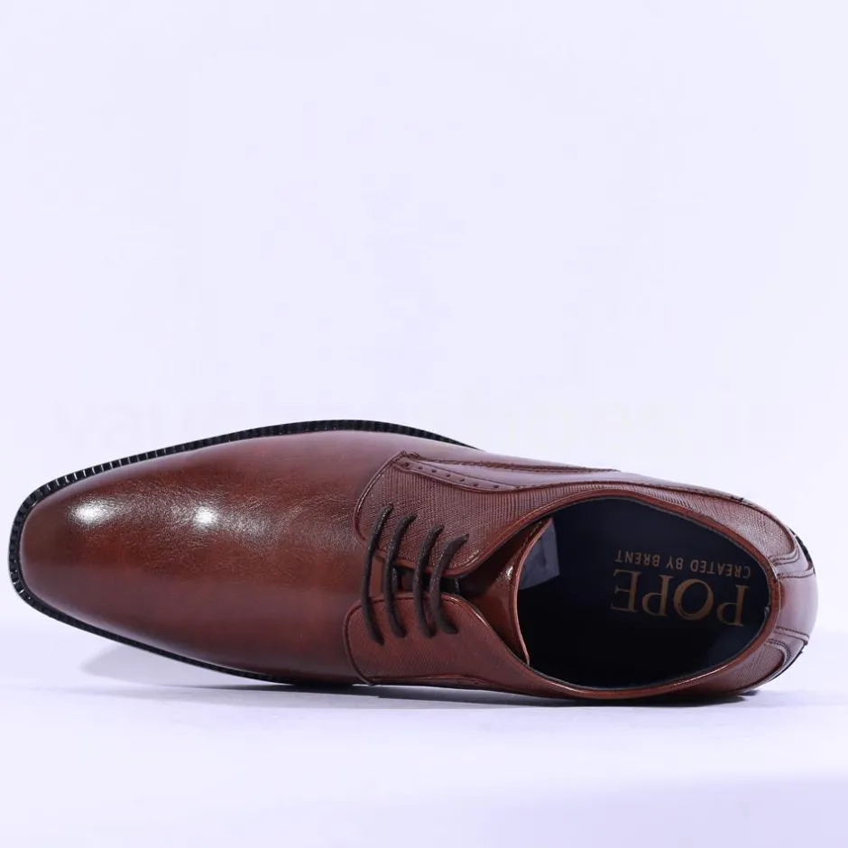 Brent Pope Halcombe Laced Plain Toe Shoe - Cognac