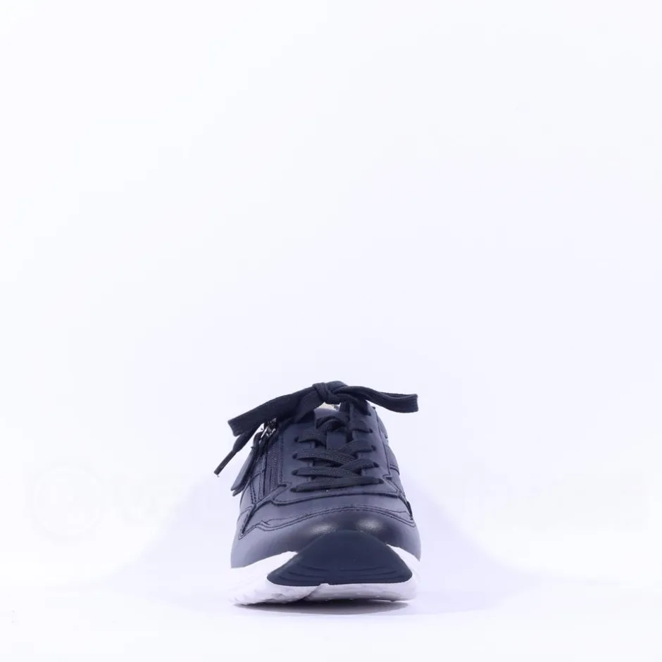 Women Gabor Haley Rolling Soft Sidezip Trainer - Navy Leather