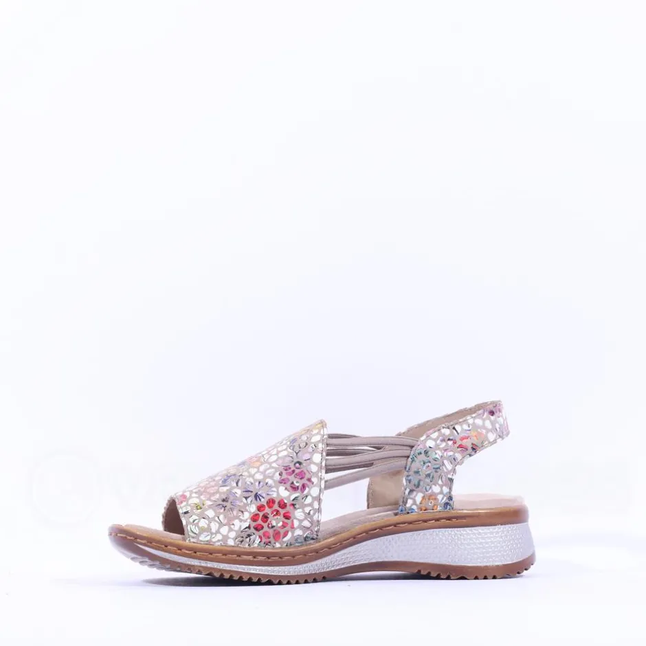 Women Ara Hawaii Slingback Low Wedge Sandal - Floral