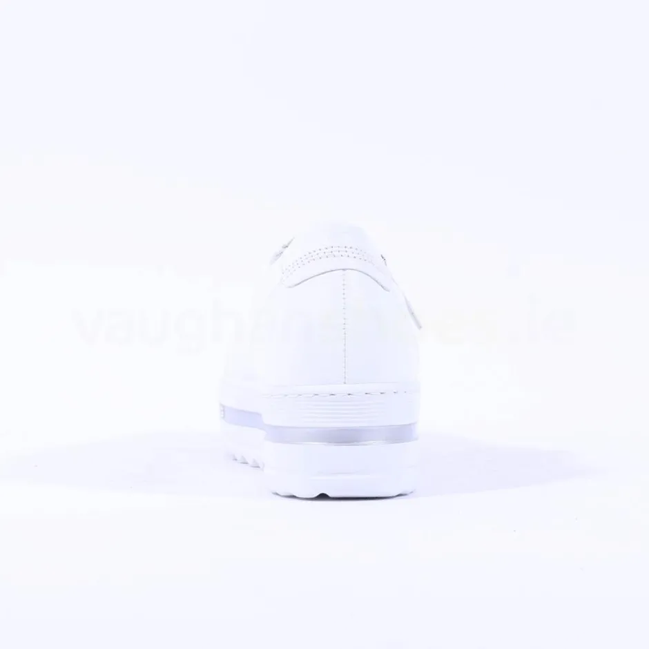 Women Gabor Heather Platform Side Zip Trainer - White Leather