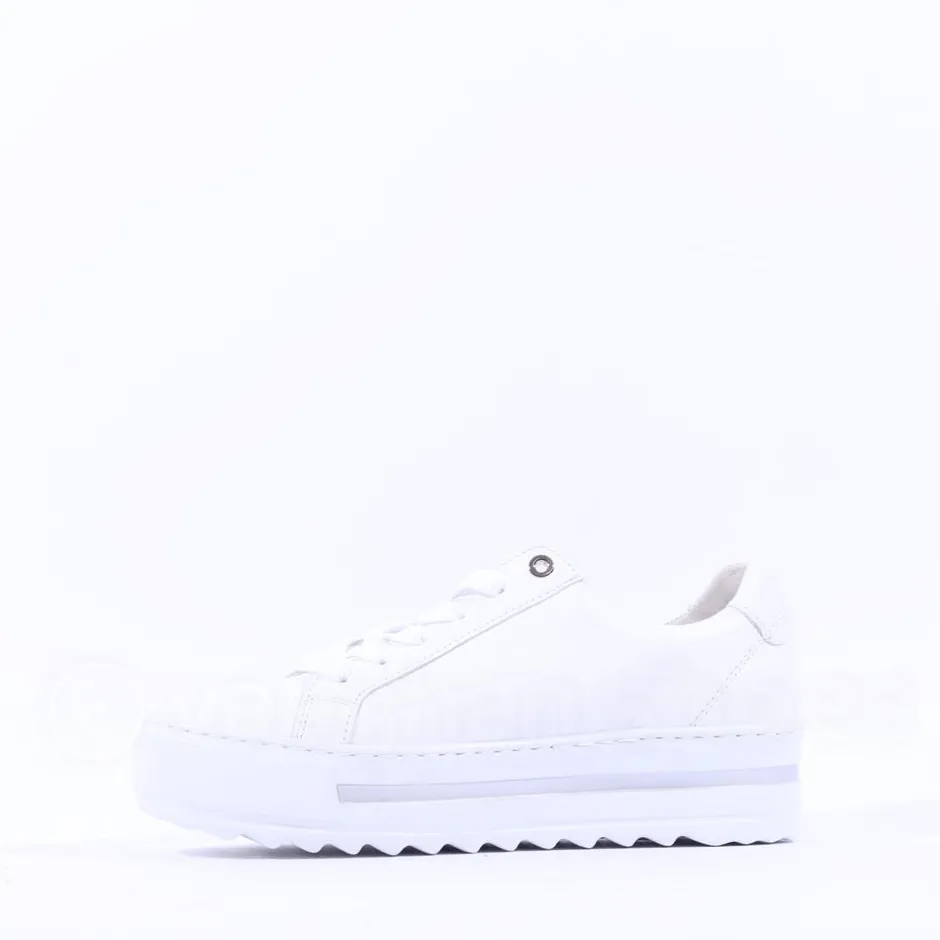 Women Gabor Heather Platform Side Zip Trainer - White Leather