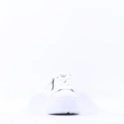 Women Gabor Heather Platform Side Zip Trainer - White Leather