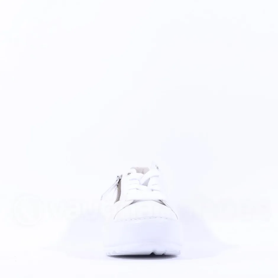 Women Gabor Heather Platform Side Zip Trainer - White Leather