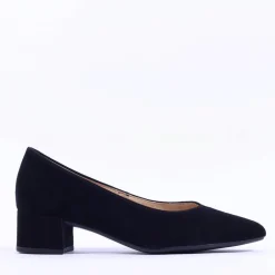 Women Gabor Henge Pointed Toe Low Heel - Black Suede
