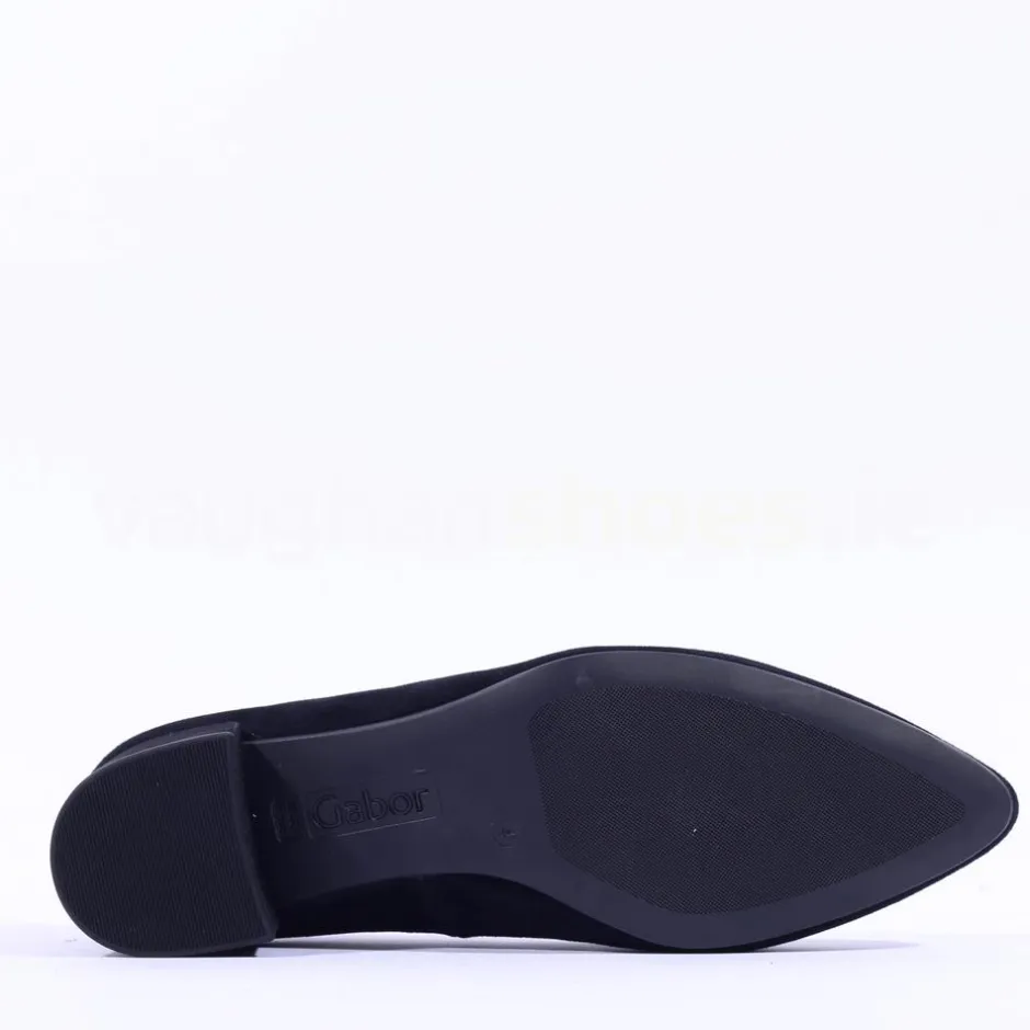 Women Gabor Henge Pointed Toe Low Heel - Black Suede