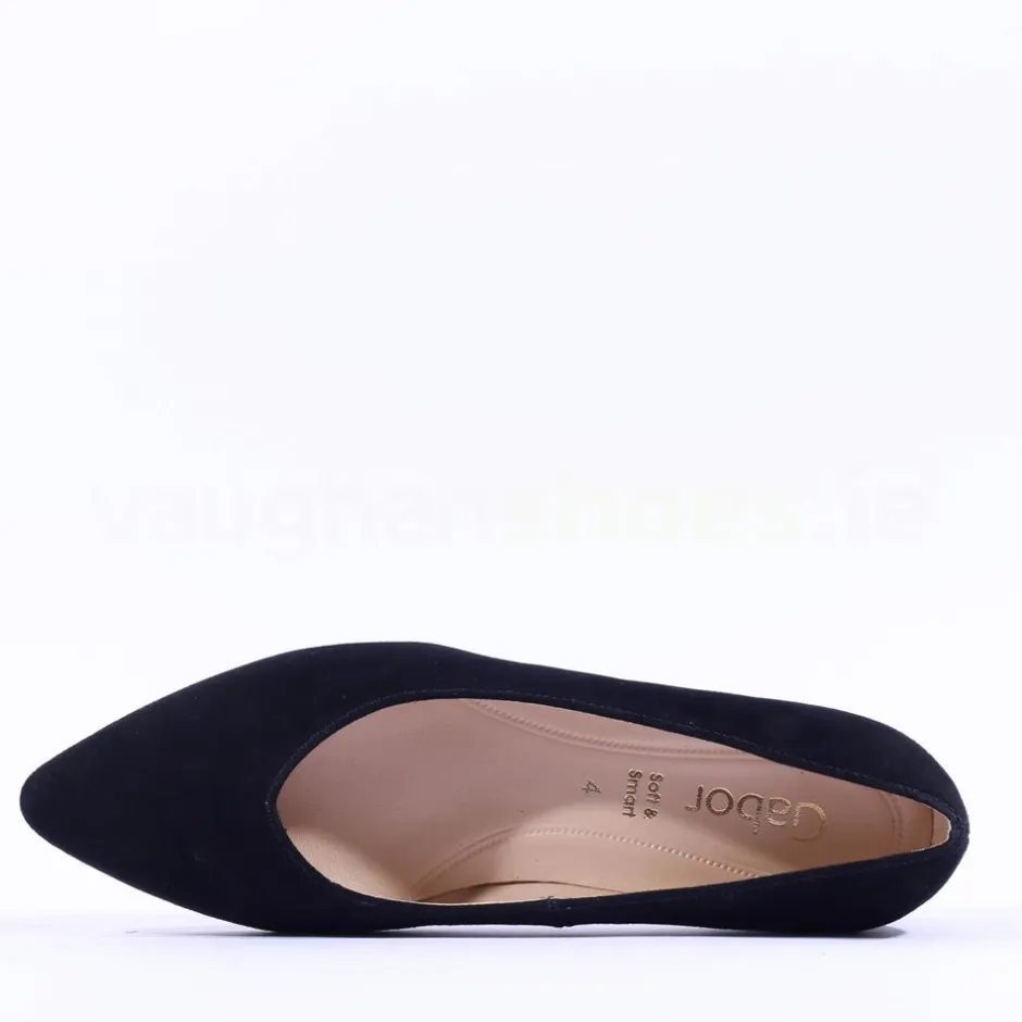 Women Gabor Henge Pointed Toe Low Heel - Black Suede