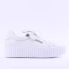 Women Gabor High Platform Zip Trainer Dolly - White Leather