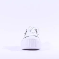 Women Gabor High Platform Zip Trainer Dolly - White Leather