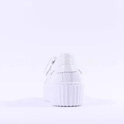 Women Gabor High Platform Zip Trainer Dolly - White Leather