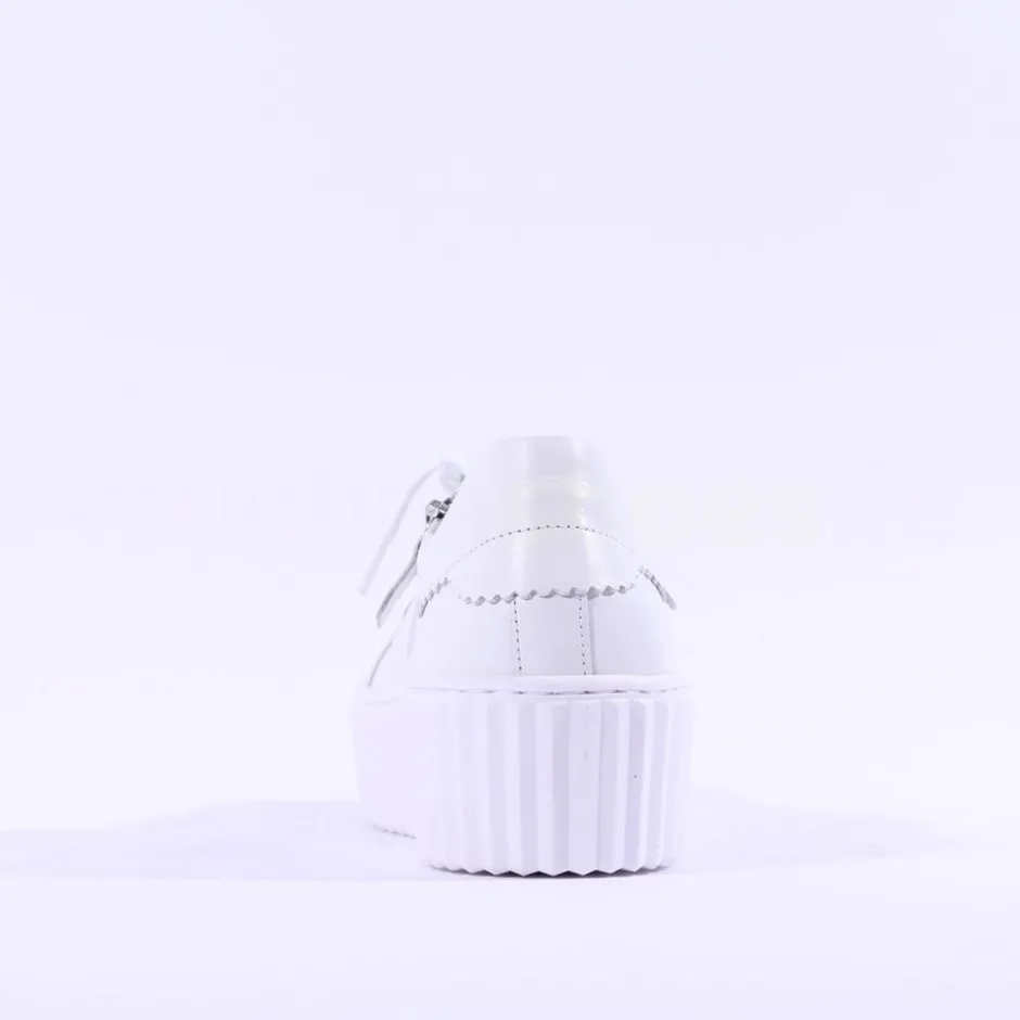 Women Gabor High Platform Zip Trainer Dolly - White Leather