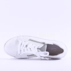 Women Gabor High Platform Zip Trainer Dolly - White Leather