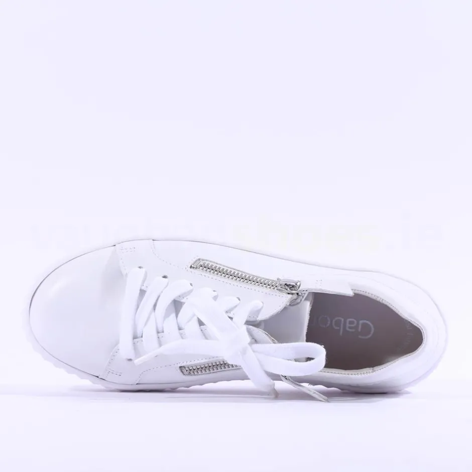 Women Gabor High Platform Zip Trainer Dolly - White Leather