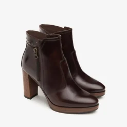Women NeroGiardini High Stack Heel Ankle Boot - Brown Leather