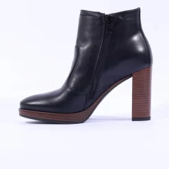 Women NeroGiardini High Stack Heel Ankle Boot - Black Leather