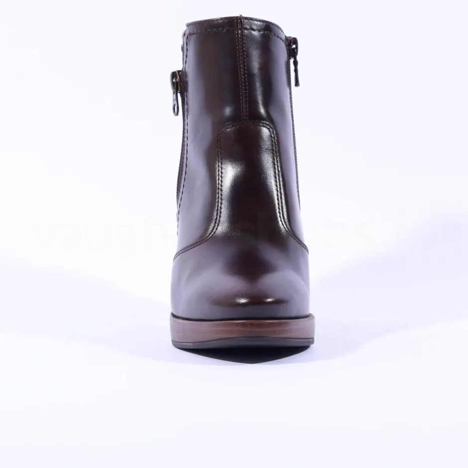 Women NeroGiardini High Stack Heel Ankle Boot - Brown Leather