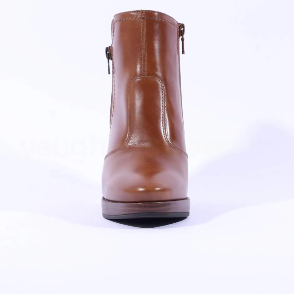 Women NeroGiardini High Stack Heel Ankle Boot - Tan Leather