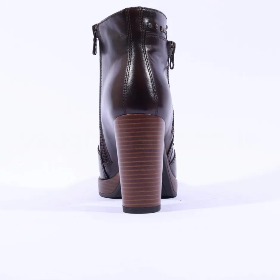 Women NeroGiardini High Stack Heel Ankle Boot - Brown Leather