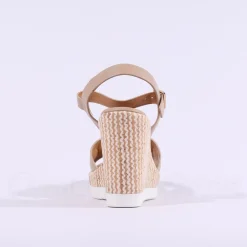 Women Repo High Wedge Link Sandal - Beige