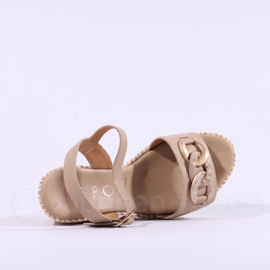 Women Repo High Wedge Link Sandal - Beige