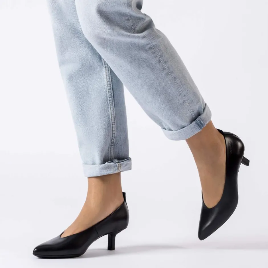 Women Wonders Hilda Heel Tab Classic High Heel - Black Leather
