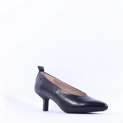 Women Wonders Hilda Heel Tab Classic High Heel - Black Leather