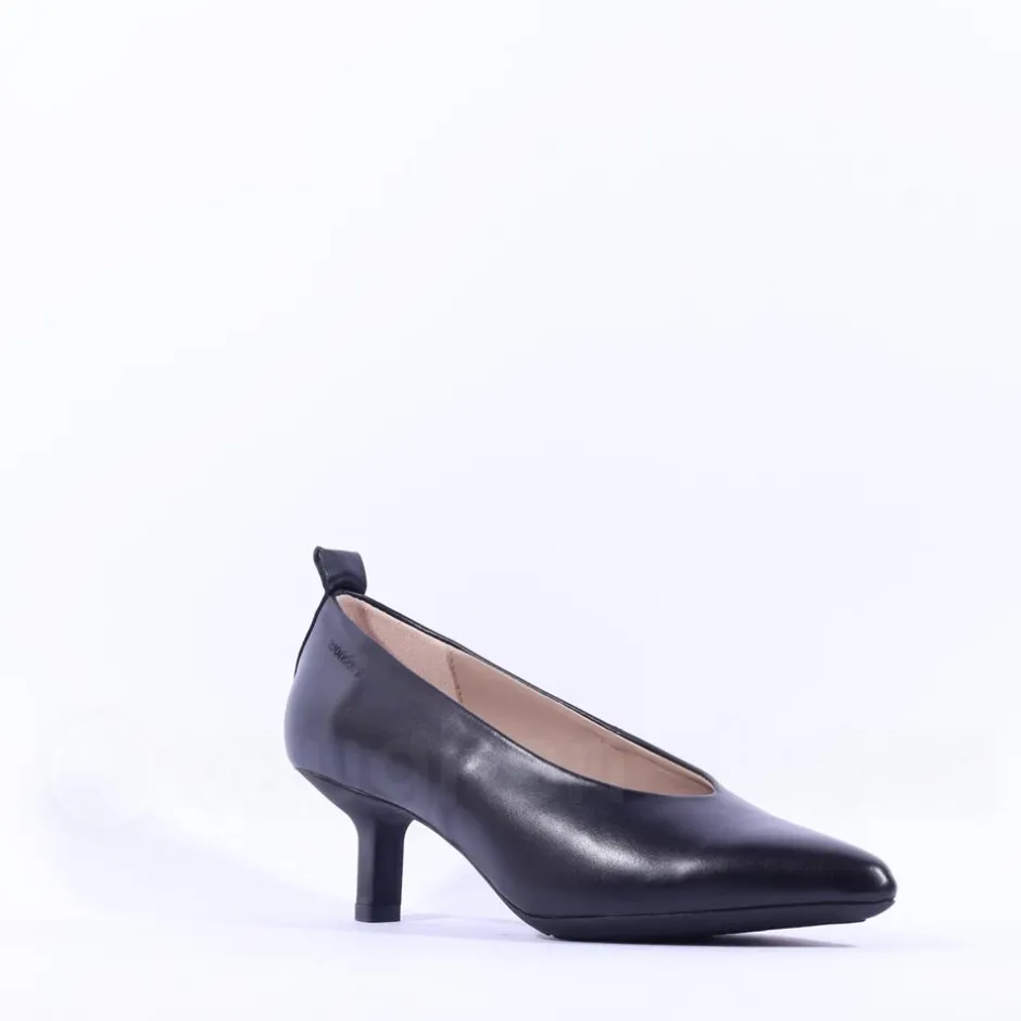Women Wonders Hilda Heel Tab Classic High Heel - Black Leather