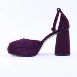 Women Marco Moreo Hong Kong Round High Heel - Purple Suede