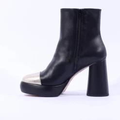 Women Marco Moreo Hong Kong Toecap Ankle Boot - Black Gold Leather