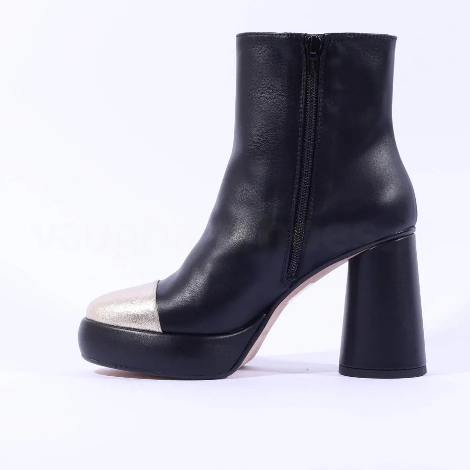 Women Marco Moreo Hong Kong Toecap Ankle Boot - Black Gold Leather