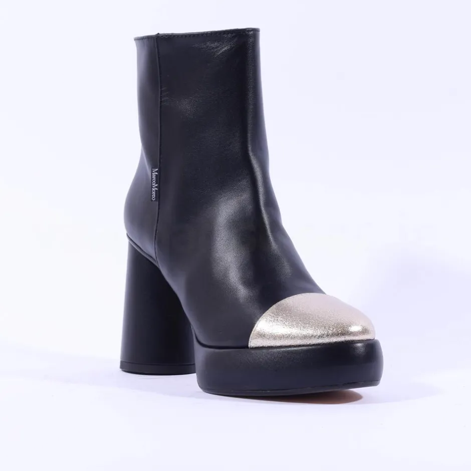 Women Marco Moreo Hong Kong Toecap Ankle Boot - Black Gold Leather