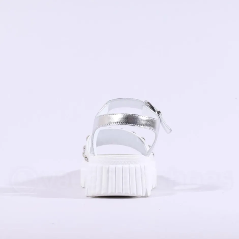 Women Marco Moreo Ibiza Stud Buckle Sandal - White Silver
