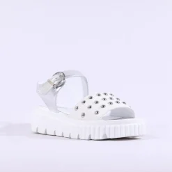 Women Marco Moreo Ibiza Stud Buckle Sandal - White Silver