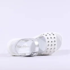 Women Marco Moreo Ibiza Stud Buckle Sandal - White Silver