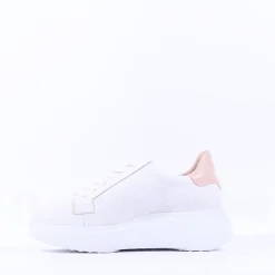Women Wonders Iliana Laced Platform Trainer - White Nude