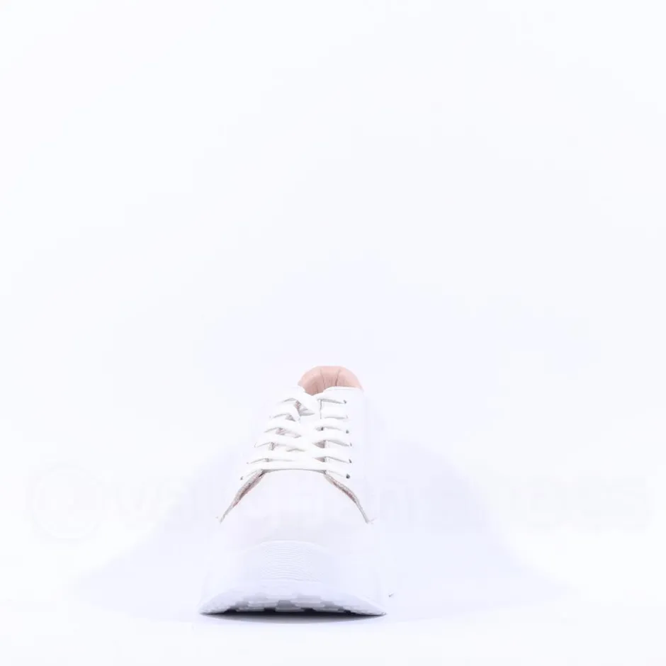 Women Wonders Iliana Laced Platform Trainer - White Nude