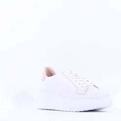 Women Wonders Iliana Laced Platform Trainer - White Nude