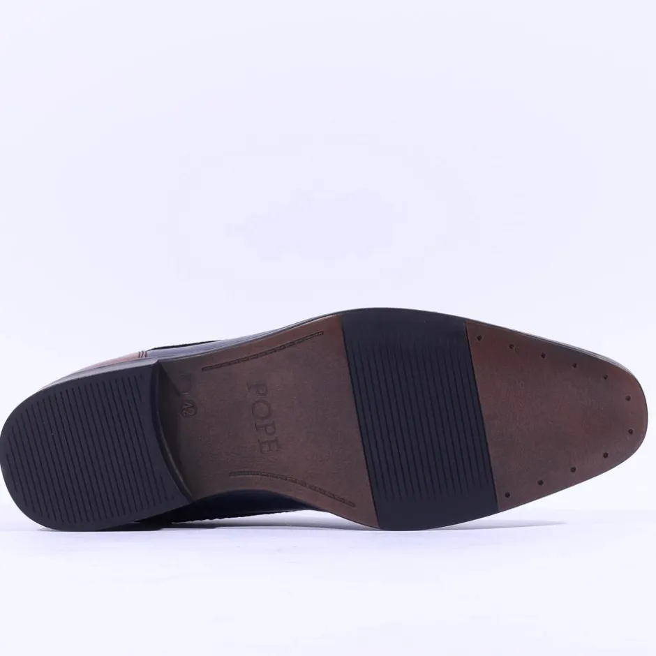 Brent Pope Irwell Laced Panel Heel Shoe - Navy