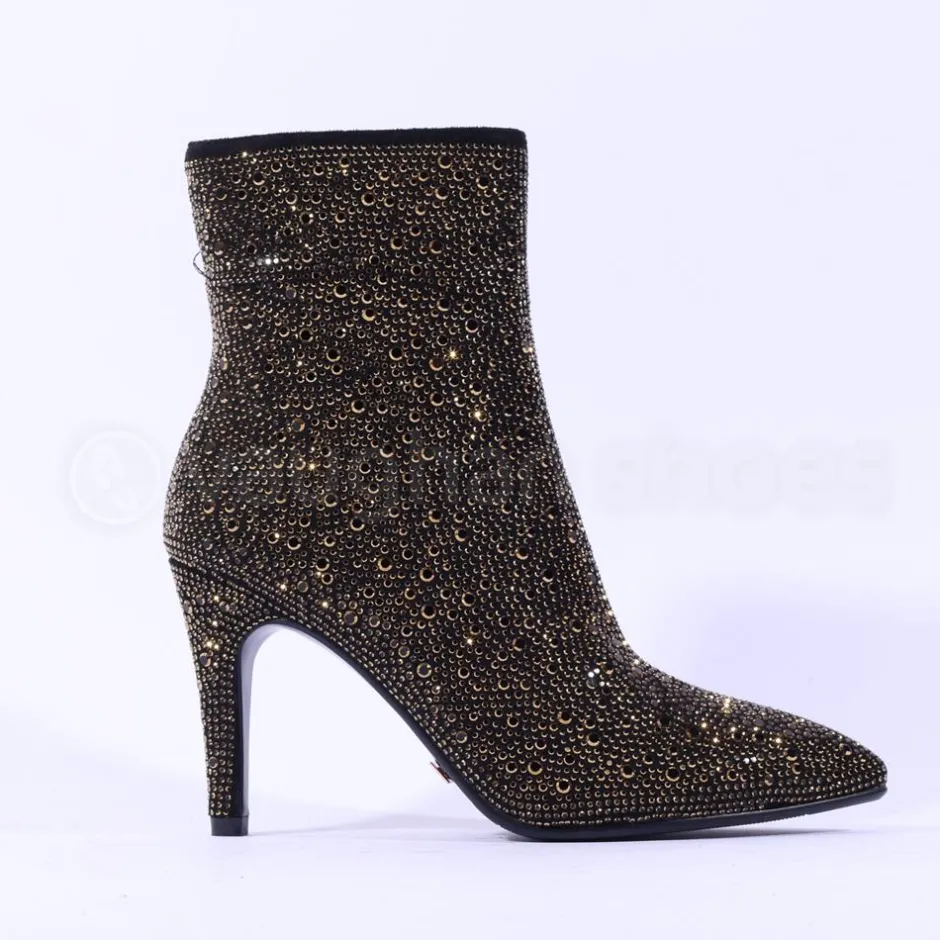 Women Una Healy It Had To Be You Heel Boot - Black Gold Sparkle