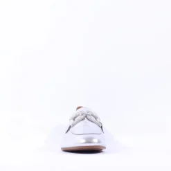Women Gabor Jackie Diamante Buckle Loafer - Silver Leather