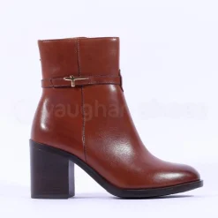 Women Tamaris Jacqie Blockheel Strap Ankleboot - Cognac Leather