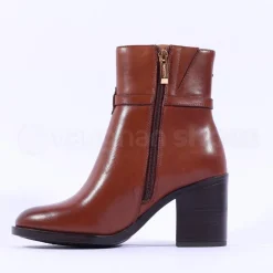 Women Tamaris Jacqie Blockheel Strap Ankleboot - Cognac Leather