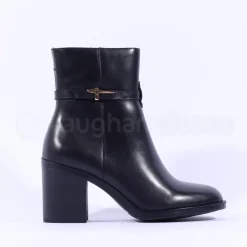 Women Tamaris Jacqie Blockheel Strap Ankleboot - Black Leather