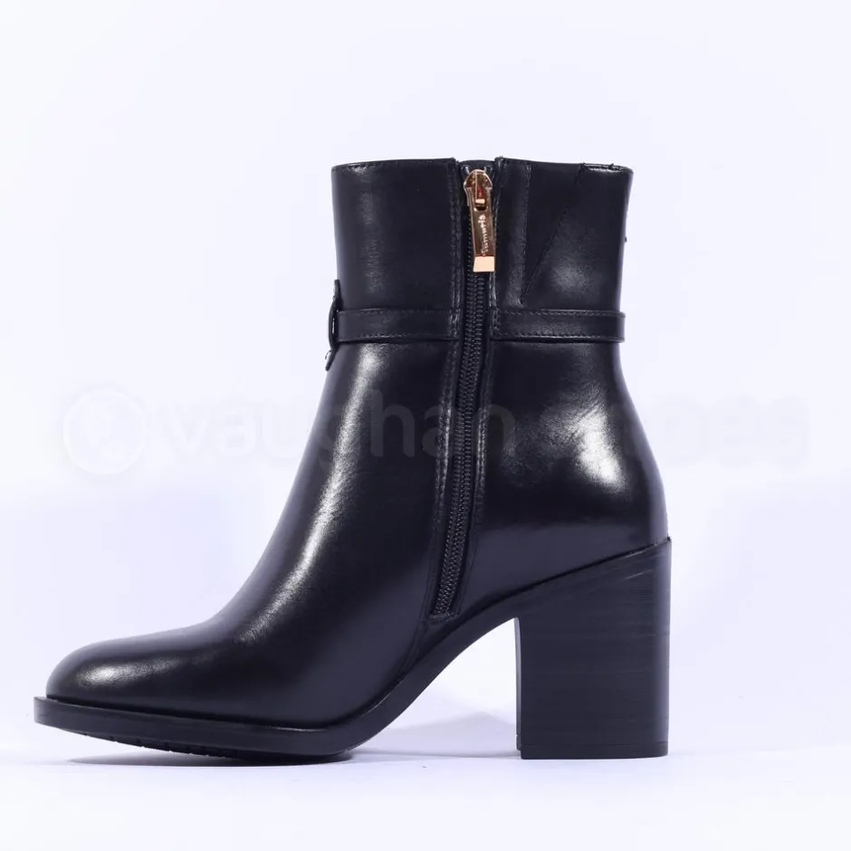 Women Tamaris Jacqie Blockheel Strap Ankleboot - Black Leather