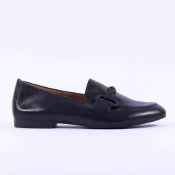 Women Gabor Jangle Slip On Buckle Loafer - Black Leather